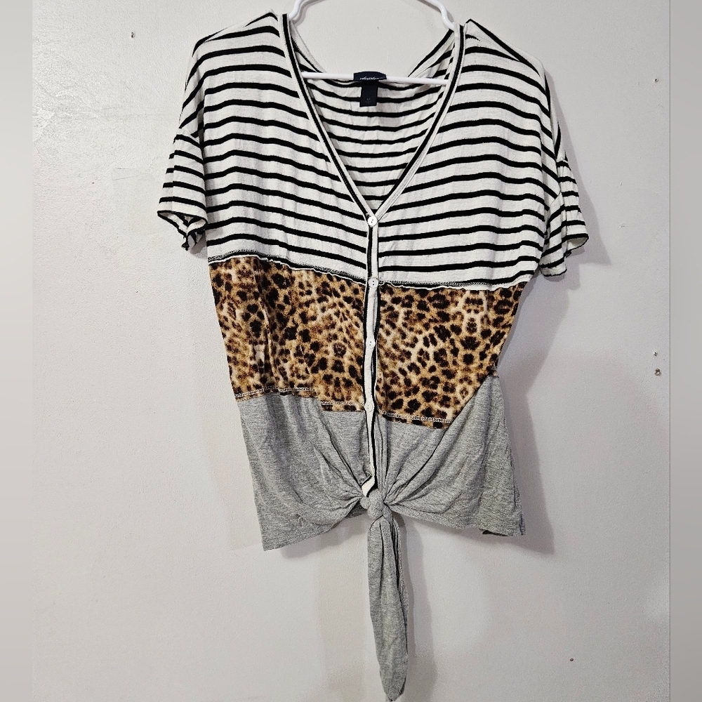 Daytrip Multi Design Short Sleeve Tie Front Tee!